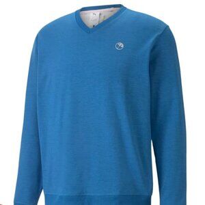 PUMA AP Arnold Palmer Teal Blue CLOUDSPUN V-Neck Golf Sweater Pullover Size M